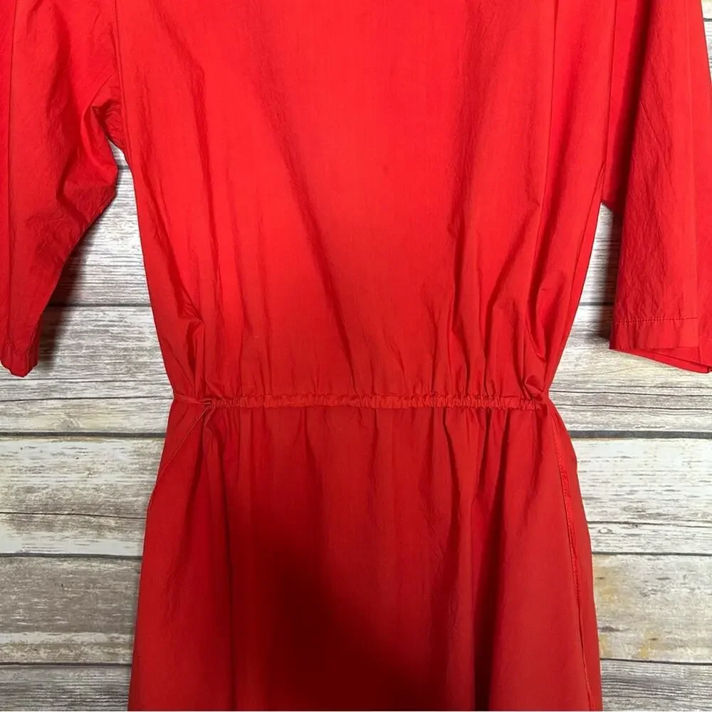 MANUELLE GUIBAL red Poplin pop over dress with drawstring waist S - Picture 6 of 10
